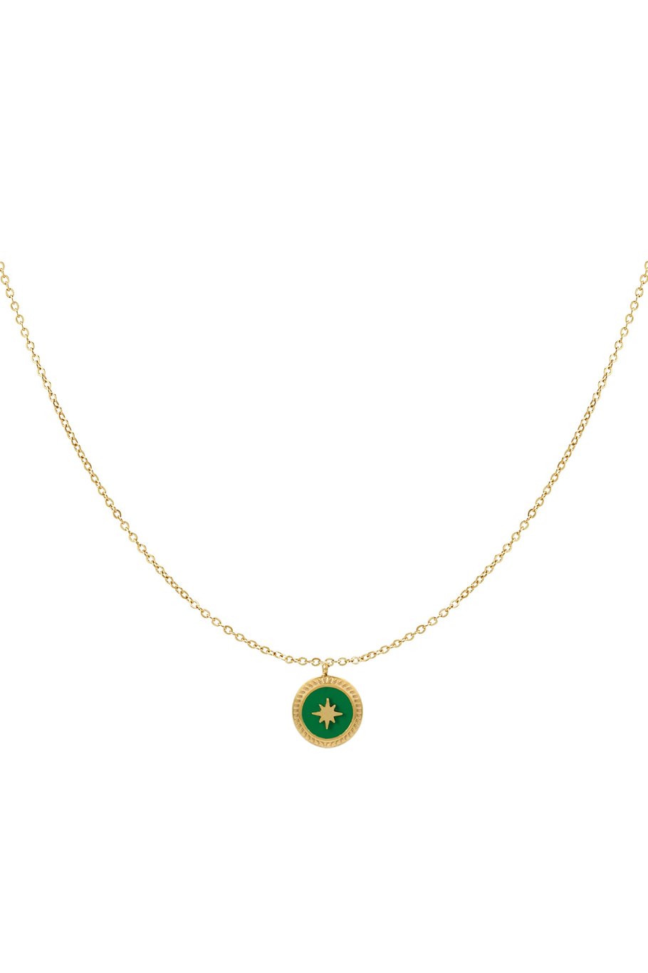 Halskette mit grünem Anhänger - Goldfarben 